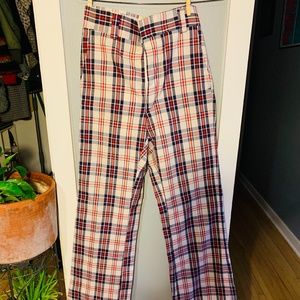 Vintage Plaid Flare Pants